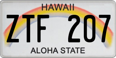 HI license plate ZTF207