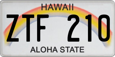 HI license plate ZTF210