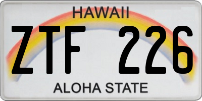 HI license plate ZTF226