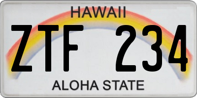 HI license plate ZTF234