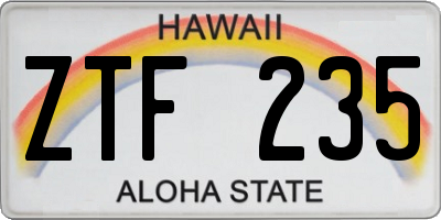 HI license plate ZTF235