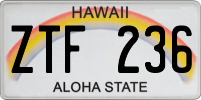 HI license plate ZTF236