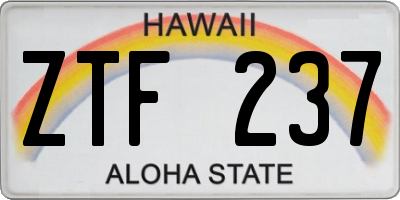 HI license plate ZTF237