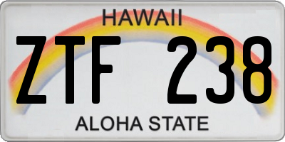 HI license plate ZTF238