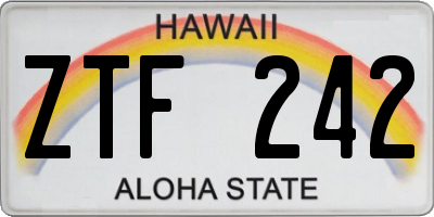 HI license plate ZTF242