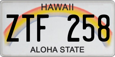HI license plate ZTF258