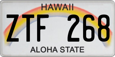 HI license plate ZTF268