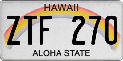 HI license plate ZTF270
