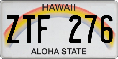 HI license plate ZTF276