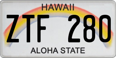 HI license plate ZTF280