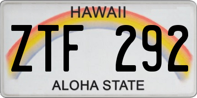 HI license plate ZTF292