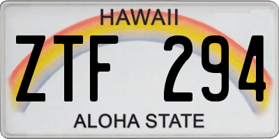 HI license plate ZTF294