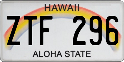 HI license plate ZTF296