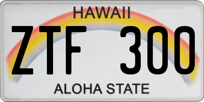 HI license plate ZTF300