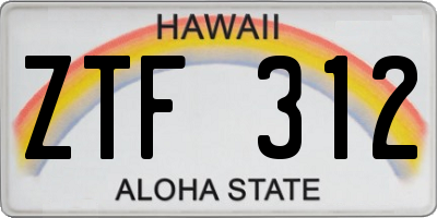 HI license plate ZTF312