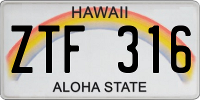 HI license plate ZTF316