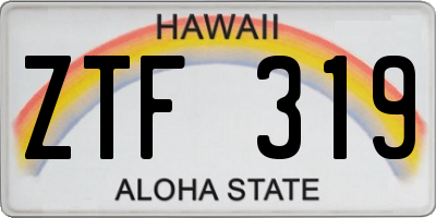 HI license plate ZTF319