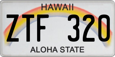 HI license plate ZTF320