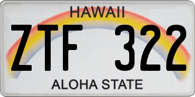 HI license plate ZTF322