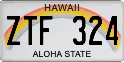HI license plate ZTF324