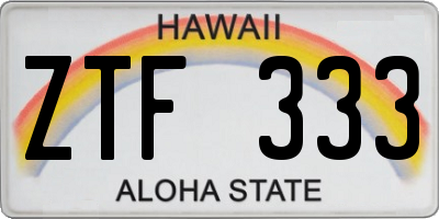 HI license plate ZTF333