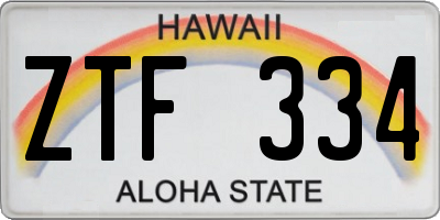 HI license plate ZTF334