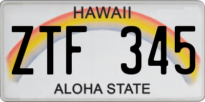 HI license plate ZTF345
