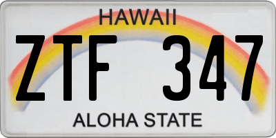 HI license plate ZTF347