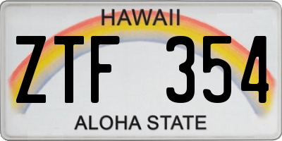 HI license plate ZTF354