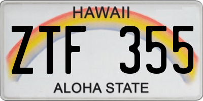 HI license plate ZTF355