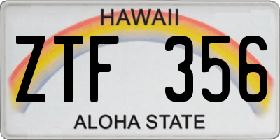 HI license plate ZTF356