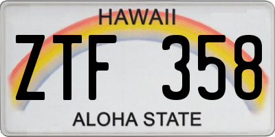 HI license plate ZTF358
