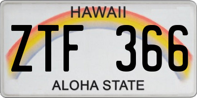 HI license plate ZTF366