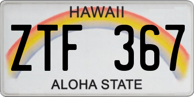 HI license plate ZTF367