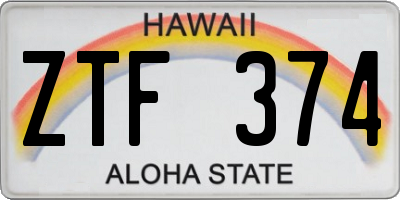 HI license plate ZTF374