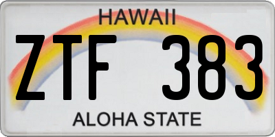 HI license plate ZTF383