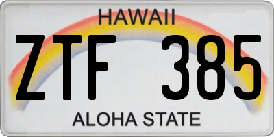 HI license plate ZTF385
