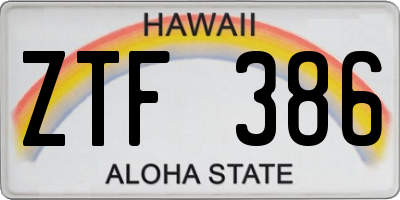 HI license plate ZTF386