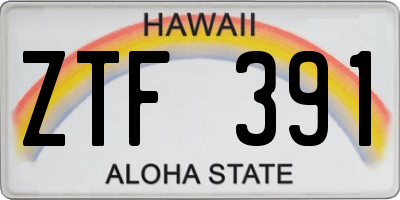 HI license plate ZTF391