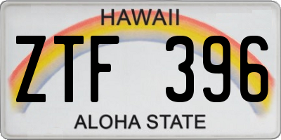 HI license plate ZTF396