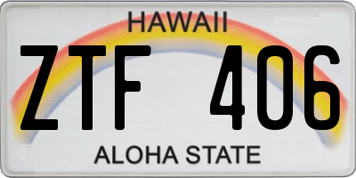 HI license plate ZTF406