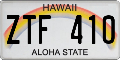 HI license plate ZTF410