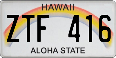 HI license plate ZTF416