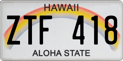 HI license plate ZTF418
