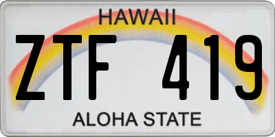 HI license plate ZTF419