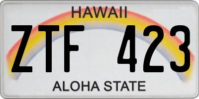 HI license plate ZTF423