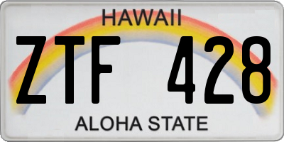 HI license plate ZTF428