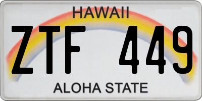 HI license plate ZTF449