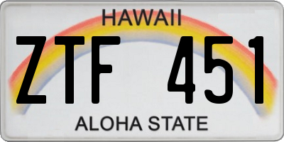 HI license plate ZTF451