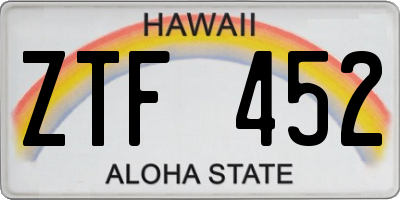 HI license plate ZTF452
